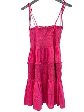 Pinch Pink Smocked Tiered Dress with Adjustable Straps Size S